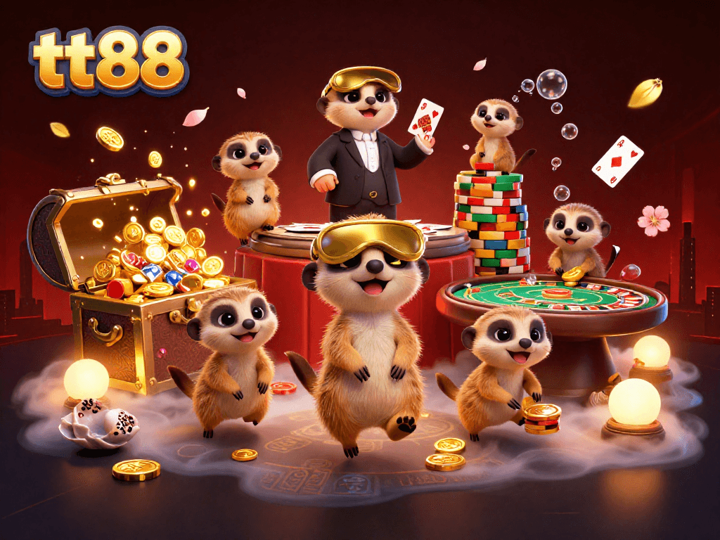 tt88 meerkats operate an exciting casino with games like roulette and baccarat in a vibrant underwater setting.