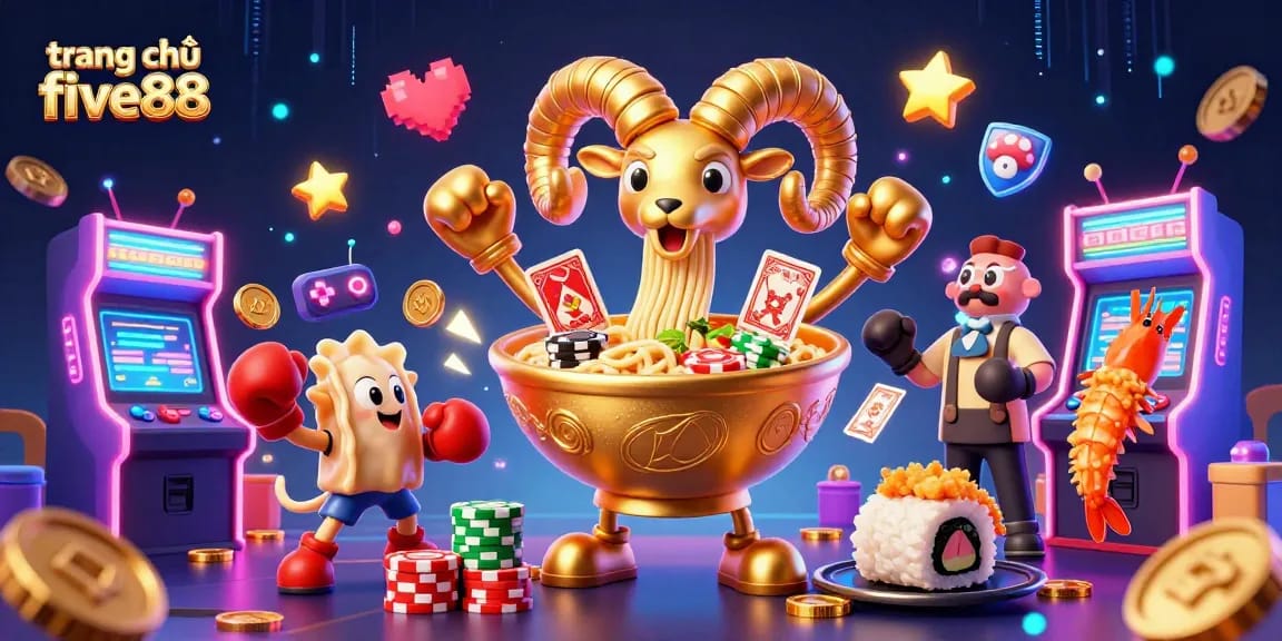 Experience the excitement at trang chủ five88 with a magical 3D casino scene featuring unique characters and vibrant game elements.