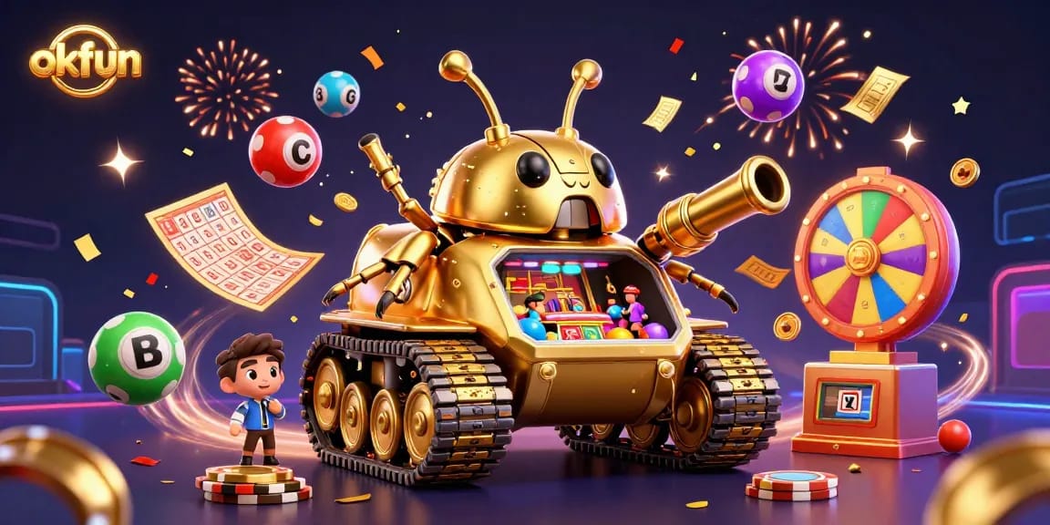 okfun players enjoy winning at an exciting casino adventure with a fun interactive golden beetle tank.