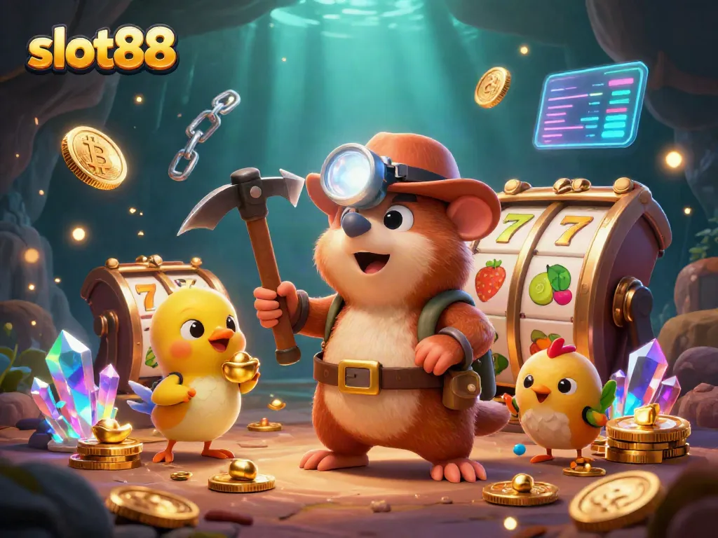 Experience the thrill of slot88 with vibrant slot reels and jackpots in this engaging illustration.