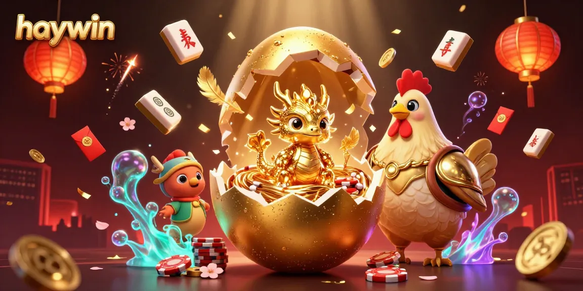 Experience excitement at Haywin with the golden dragon and poker chips in a vibrant casino scene.