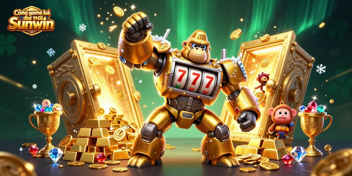 Experience the excitement of Cổng game bài đổi thưởng Sunwin with vibrant 3D transformation and gold treasures.