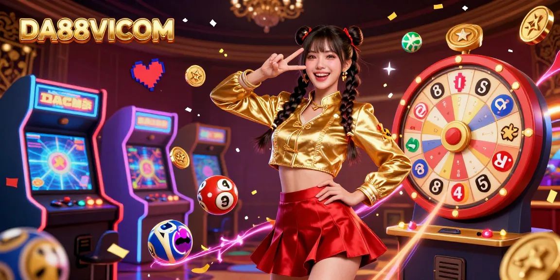 Win exciting jackpots at DA88VICOM with vibrant 3D slots featuring energetic characters and gaming elements.