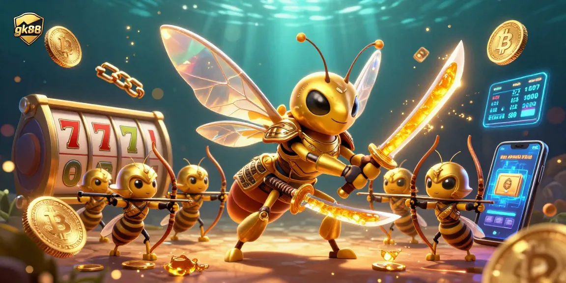 Engage in thrilling gameplay at gk88, featuring lucky slot reels and striking characters in a vibrant casino scene.