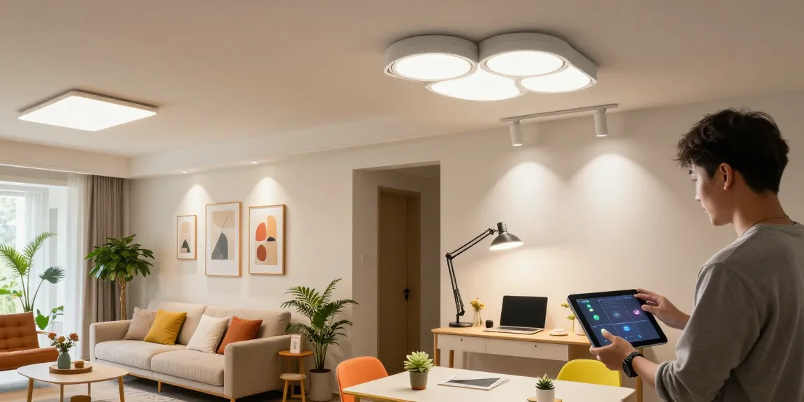 Iluminare modernă cu spoturi LED în interiorul unei case elegante