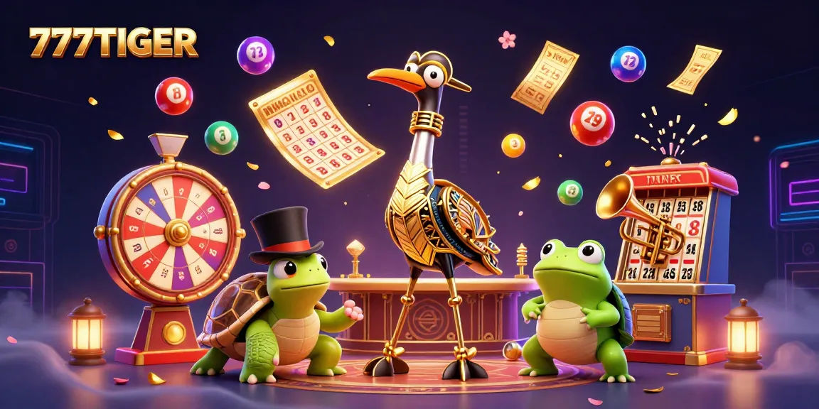 Join the excitement at 777TIGER with dynamic lottery elements and animated characters in a vibrant casino setting.