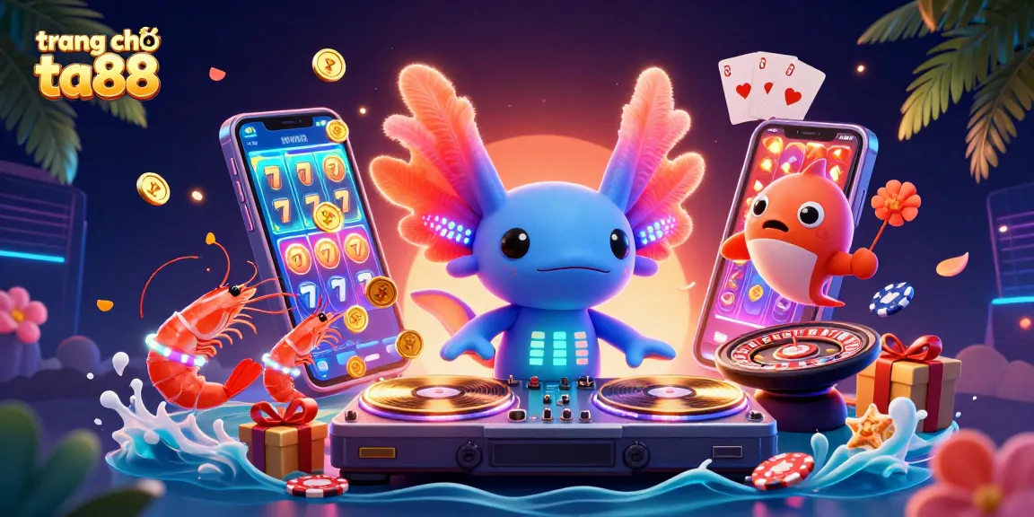 Join the fun at trang chủ ta88 with vibrant 3D axolotl DJ spinning exciting slot games!