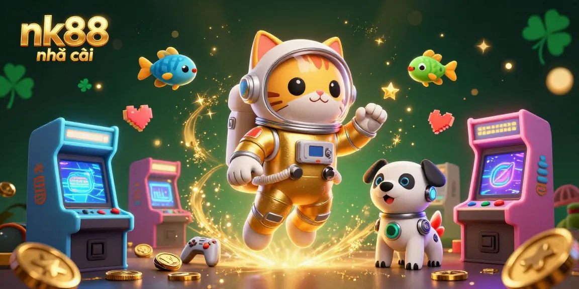 Experience thrilling games at nk88 nhà cái with colorful arcade machines and animated characters.