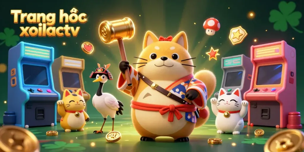 Experience the excitement on Trang chủ xoilactv with charming characters and vibrant casino elements in a dynamic 3D scene.