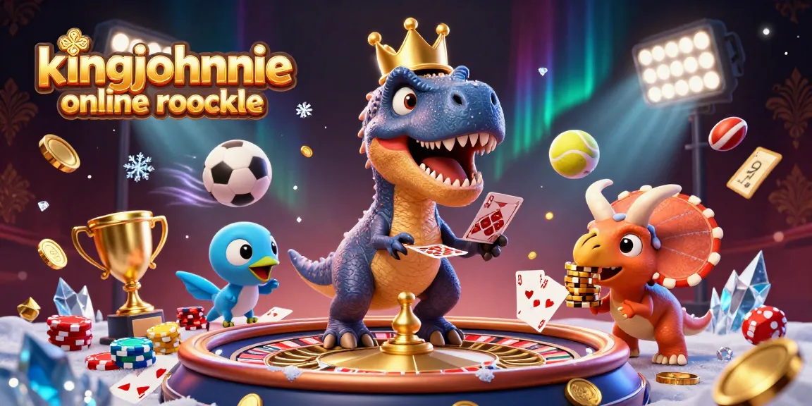 Join the fun with kingjohnnie online roulette as a T-Rex shuffles cards and a baby triceratops stacks chips!