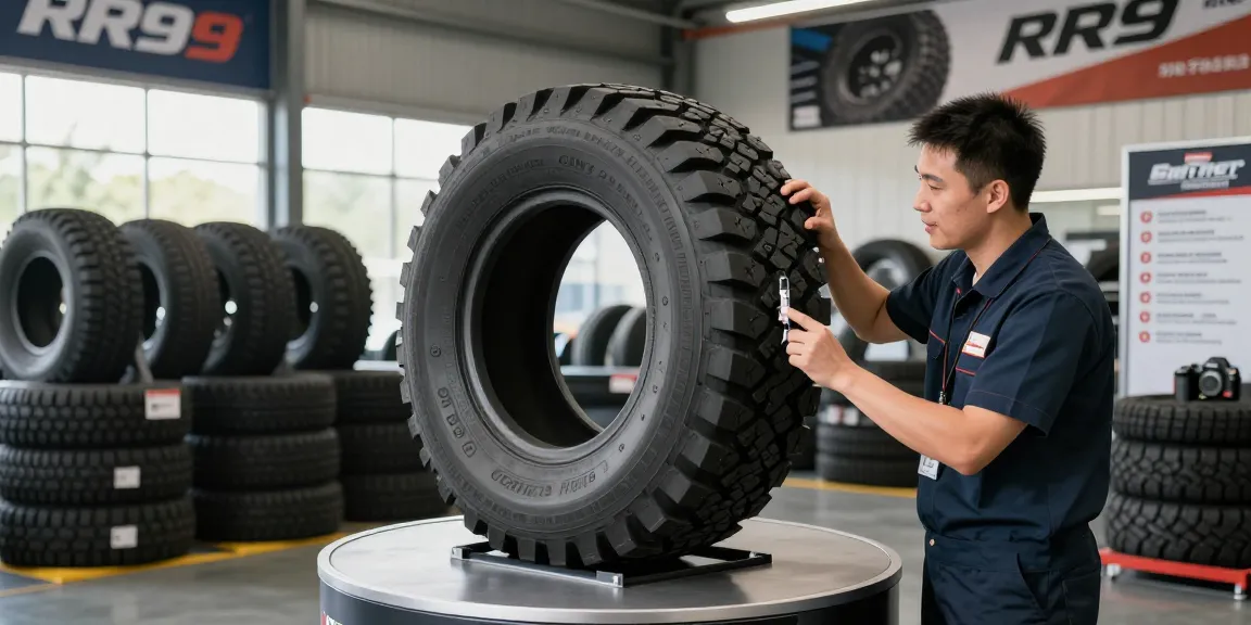 Showcasing the Double Coin RR99 tire highlighting its durability and all-position functionality in a professional setting.