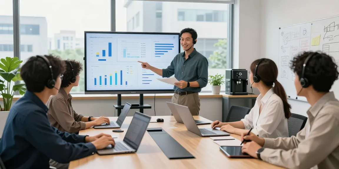 Team collaborating on IT support for small businesses in a modern office environment.