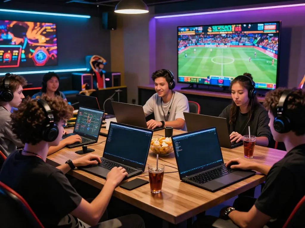 Players engaged on https://sky88tg.com/ in a vibrant gaming environment showcasing casino games and sports betting.