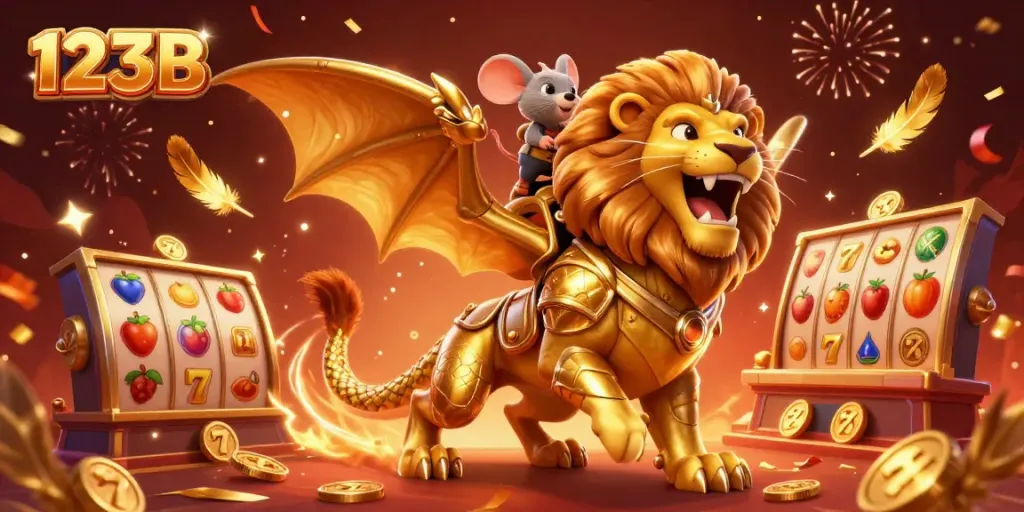 Engage in thrilling casino action with 123B’s golden chimera and lively slot elements.