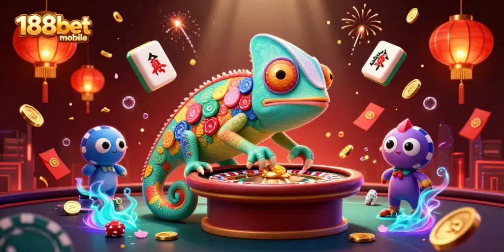 Experience the excitement of 188bet mobile with a vibrant 3D casino scene filled with dynamic elements.
