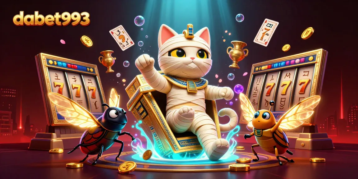 Engage with dabet993's captivating online slots featuring an Egyptian mummy cat and exciting bonus games!