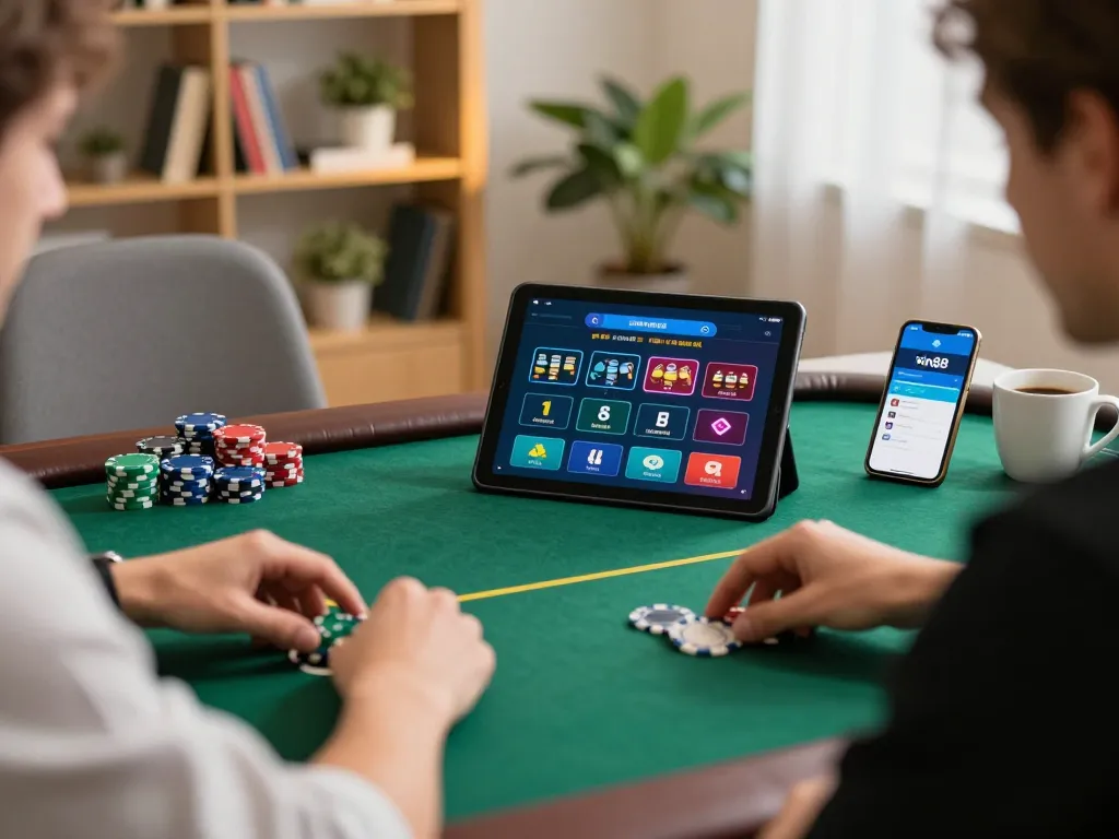 Experience thrilling online poker gameplay on vin88 in a cozy home environment.