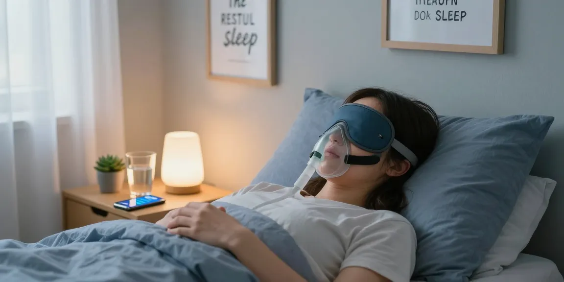 Person using cpap mask for better sleep quality in a cozy bedroom.