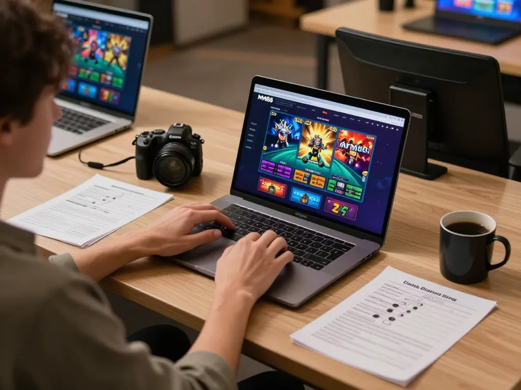 Engaging scene of a user exploring the MM88 online casino for strategic gaming