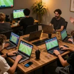 Users engaging in sports betting on 11bet showcasing excitement and strategic betting decisions.