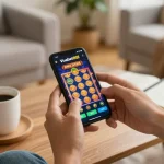 Players enjoy thrilling slots on the Vuabet88i app with a cozy gaming setup, highlighting relaxed yet strategic online gambling.