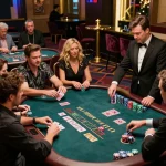 Players engaging in a strategic blackjack game at sunwingo's upscale casino, creating an exciting atmosphere.