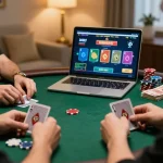 Players engaging in strategy at Website Lu88 poker game with warm ambiance