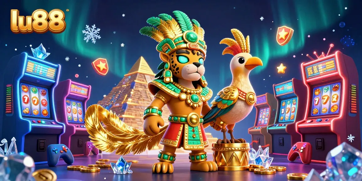 lu88 immerses players in an energetic casino scene with colorful machines and vibrant game elements.