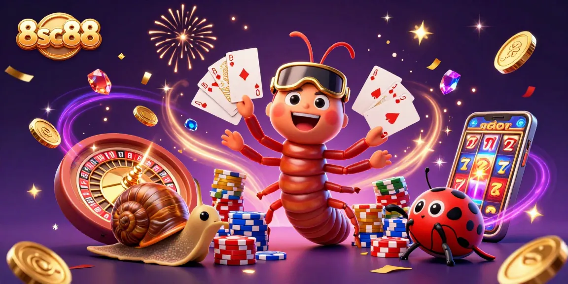 Engage with thrilling casino action at 8sc88, showcasing a vibrant 3D scene of excitement.