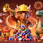 Tg88 players winning big at the casino with colorful chips and cards in vibrant celebration.