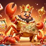 Experience thrilling gameplay at debett with a golden crab emperor overseeing a vibrant casino scene rich in detail.
