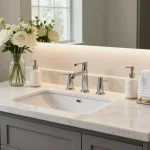 Custom-designed bathroom sink by expert bathroom sink designers in Hamilton, showcasing elegance and style in a modern setting.
