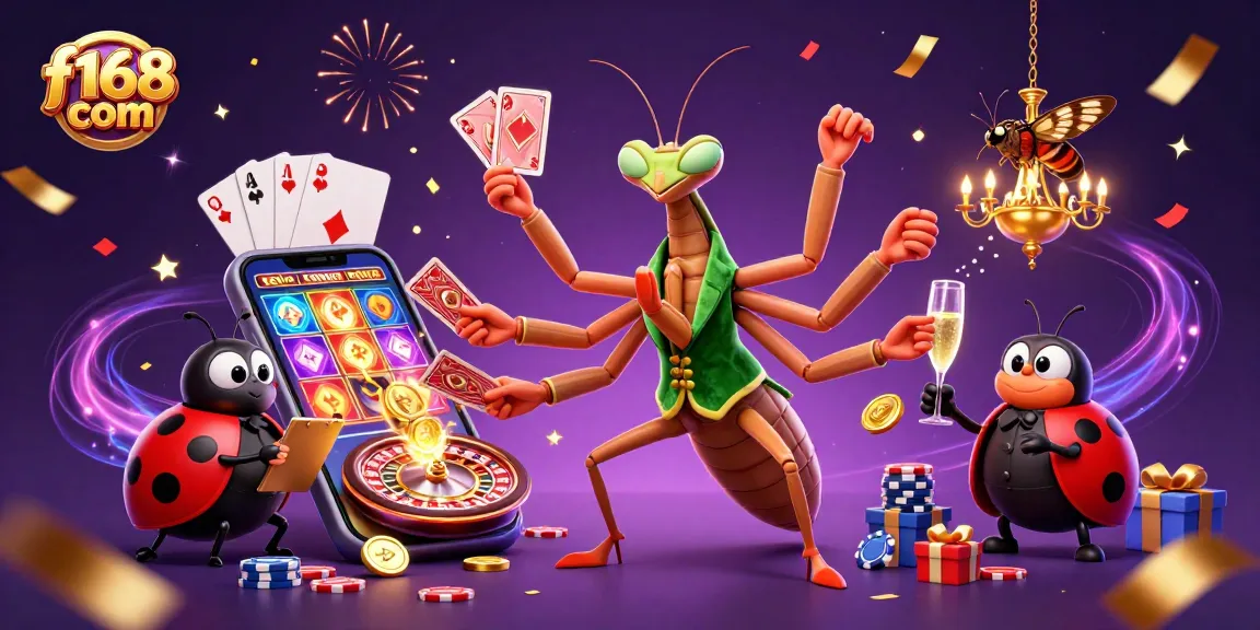 Win big with f168 com in this dynamic casino scene featuring colorful slots and engaging characters.