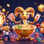 Experience Lucky88's vibrant casino ambiance with dynamic gaming elements and charming characters.