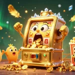 Experience big wins as 188v's golden slot machine hits a jackpot, surrounded by cheering characters and vibrant casino elements.