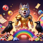 Play exciting games at alo8 with a colorful illustration of Odin and casino elements infused with winning energy.