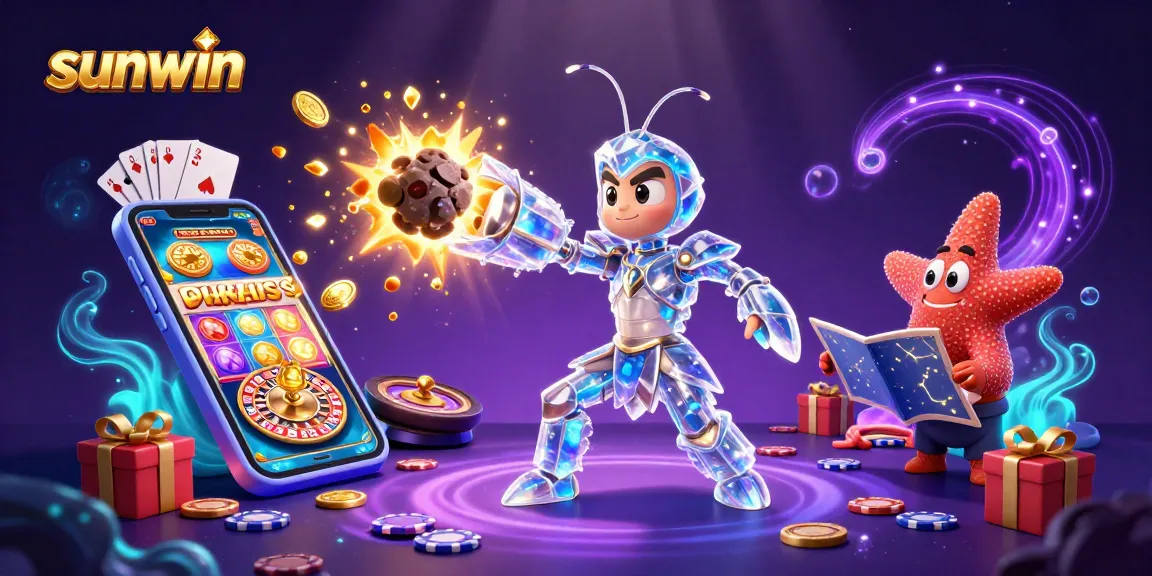 sunwin integrates vibrant slot games and colorful characters in an engaging casino scene