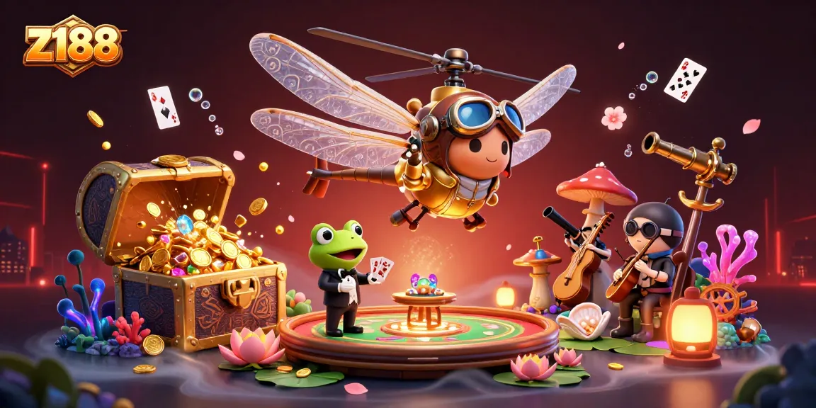 Engage in thrilling gameplay at z188's vibrant lily pad casino with dynamic 3D visuals.