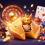 Play the best AU PayID pokies while enjoying vibrant casino elements in a stunning scene.