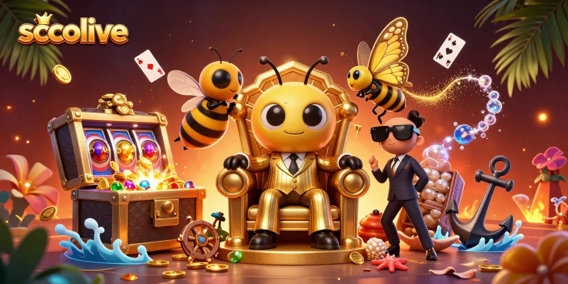 Socolive offers an immersive gambling experience with 3D vibrant elements including slot reels and gold coins.