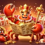 Engage with 11win’s dynamic casino scene featuring a golden crab emperor and slot reels.