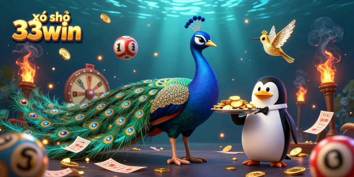 Explore xổ số 33win with a vibrant lottery scene featuring colorful elements and casino excitement.