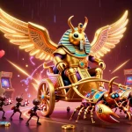 33win players enjoy thrilling wins in a packed casino scene with vibrant characters and gaming elements.