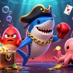 Score big with online craps real money as the pirate shark, pufferfish, and octopus celebrate in a vibrant casino.