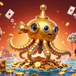 The fb68 kraken submarine surfaces in gold coins, showcasing vibrant slot elements and treasure in a dynamic scene.