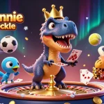 Join the fun with kingjohnnie online roulette as a T-Rex shuffles cards and a baby triceratops stacks chips!